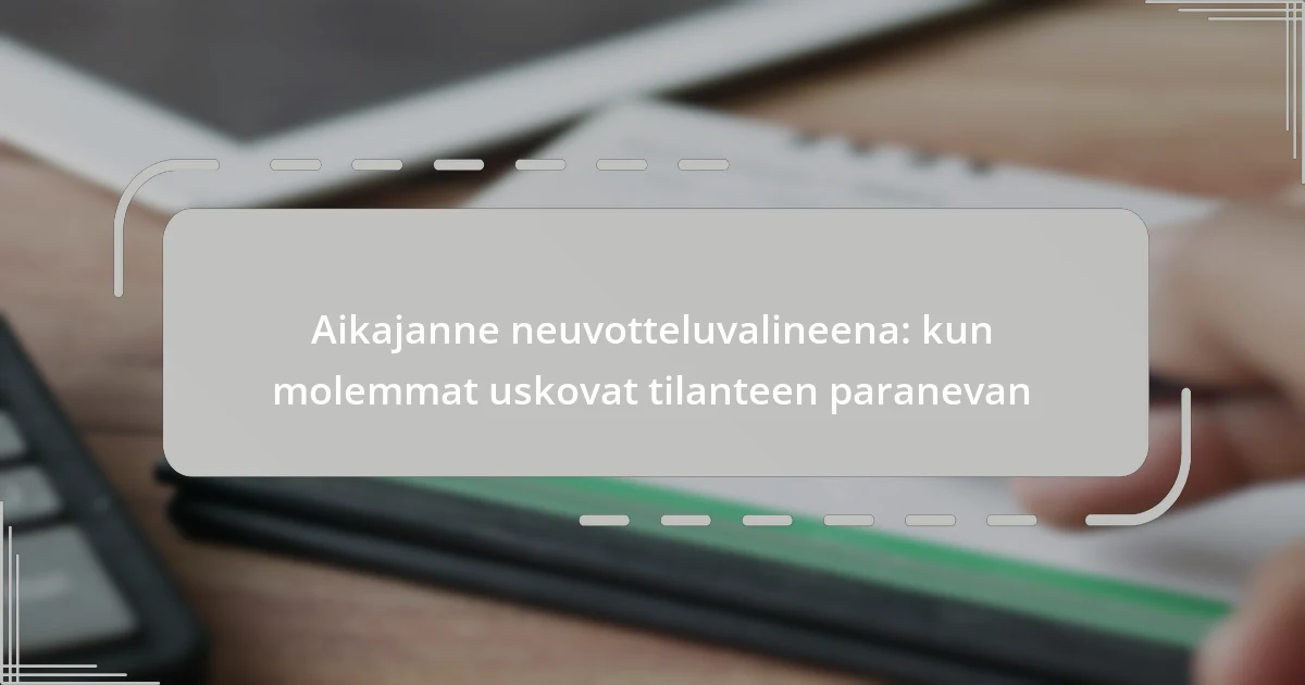 Aikajanne neuvotteluvalineena: kun molemmat uskovat tilanteen paranevan