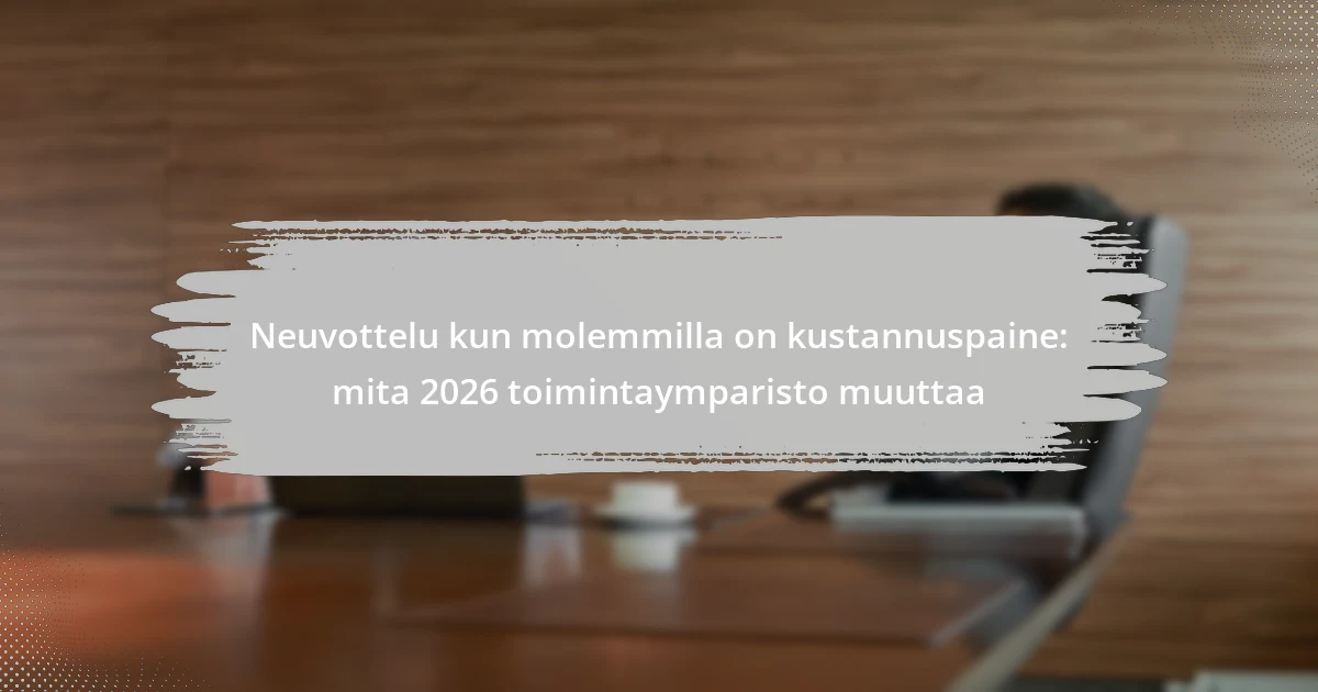 Neuvottelu kun molemmilla on kustannuspaine: mita 2026 toimintaymparisto muuttaa